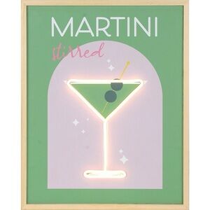 Martini Stirred LED Wall Art - Green & Pink